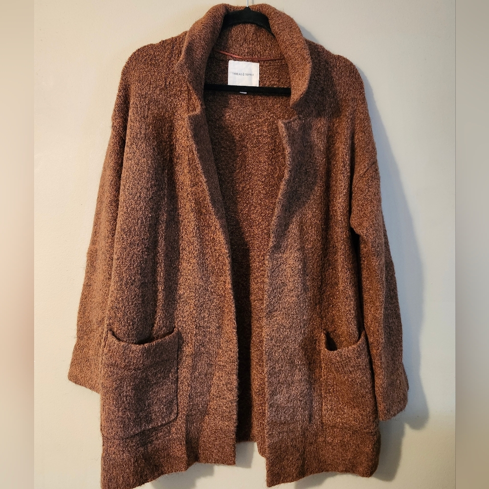 Thread & Supply Dark Brown Open Front Cardigan Coat